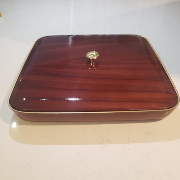 Japanese Brown Lacquerware Divided 5 sections Box / Tray Vintage MCM - Picture 1 of 9